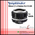 Voigtlander 58mm f/1.4 Nokton SL-II S AIS for Nikon F-mount Silver