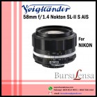 Voigtlander 58mm f/1.4 Nokton SL-II S AIS for Nikon F-mount Black