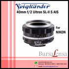 Voigtlander 40mm f/2 Ultron SL-II S AIS for Nikon F-mount - Silver